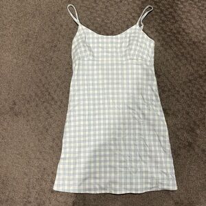 Brandy Melville Light Blue and White Plaid Chemise